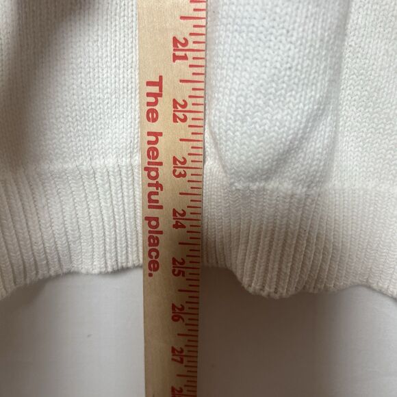 Izod Vintage White Short Sleeve Sweater Cottagecore Preppy Embroidered Knit Sz L - Picture 8 of 8